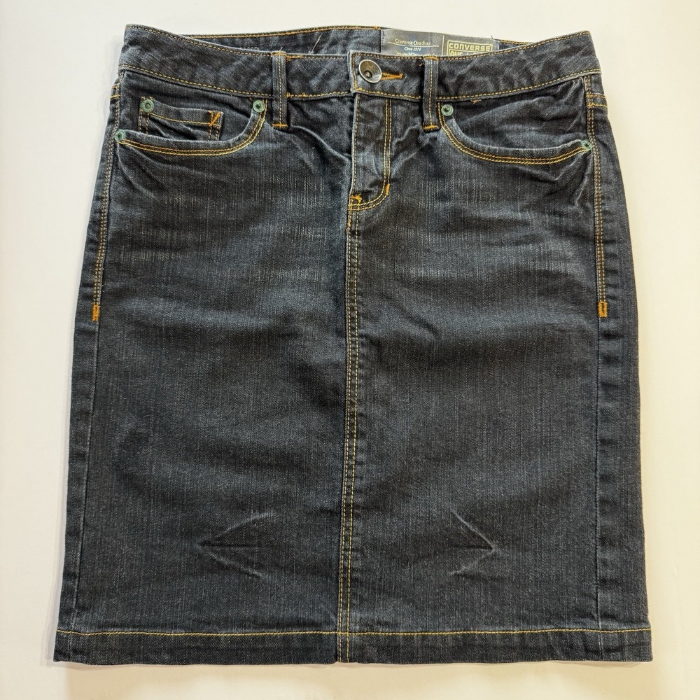 CONVERSE One Star Blue Denim Jean Mini Skirt - Women's Size 4 - Y2K